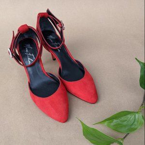 Marc Fisher Red Hein Ankle Strap Pump Heels